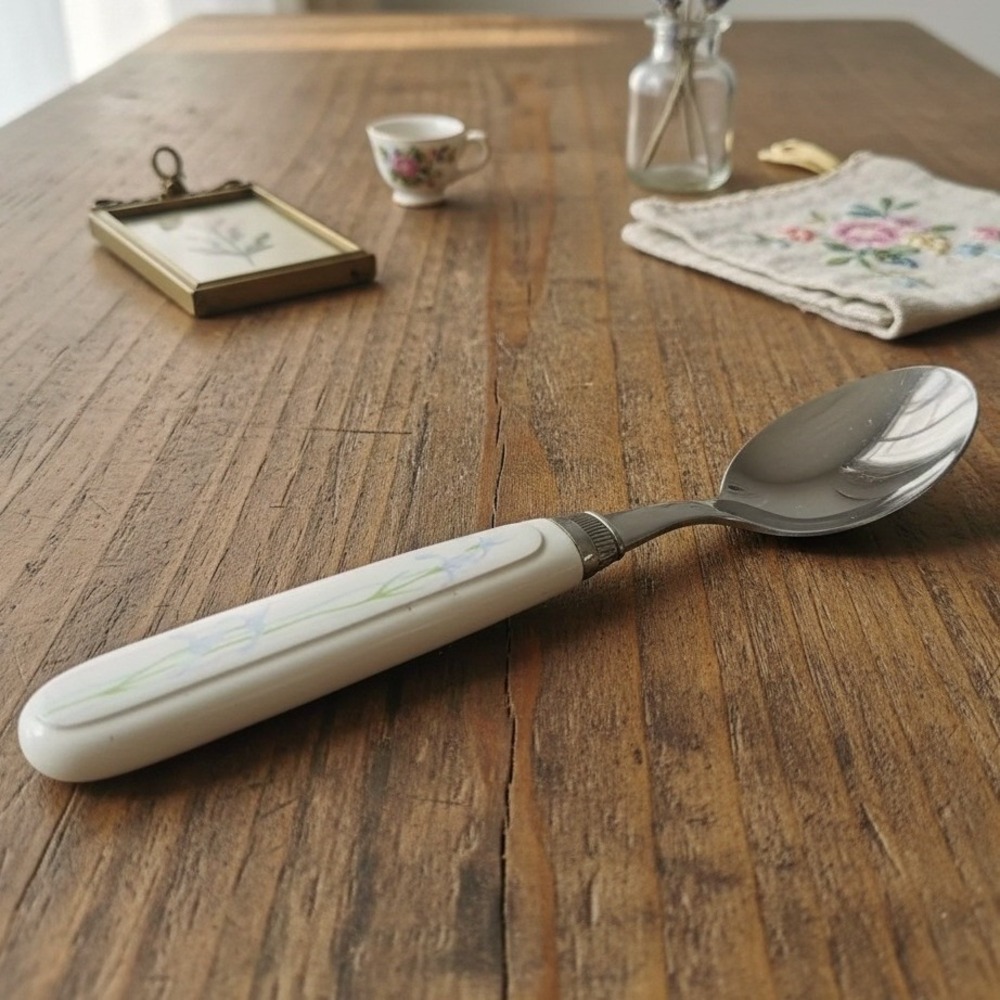 Corelle Shadow Iris Spoon, Vintage‎ Corning Flatware, Plastic Handle Utensil